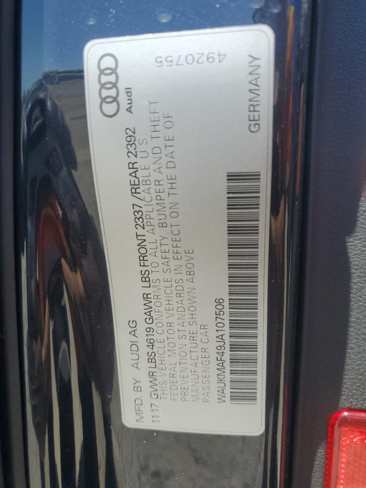 2018 Audi A4 Premium VIN: WAUKMAF49JA107506 Lot: 64701305