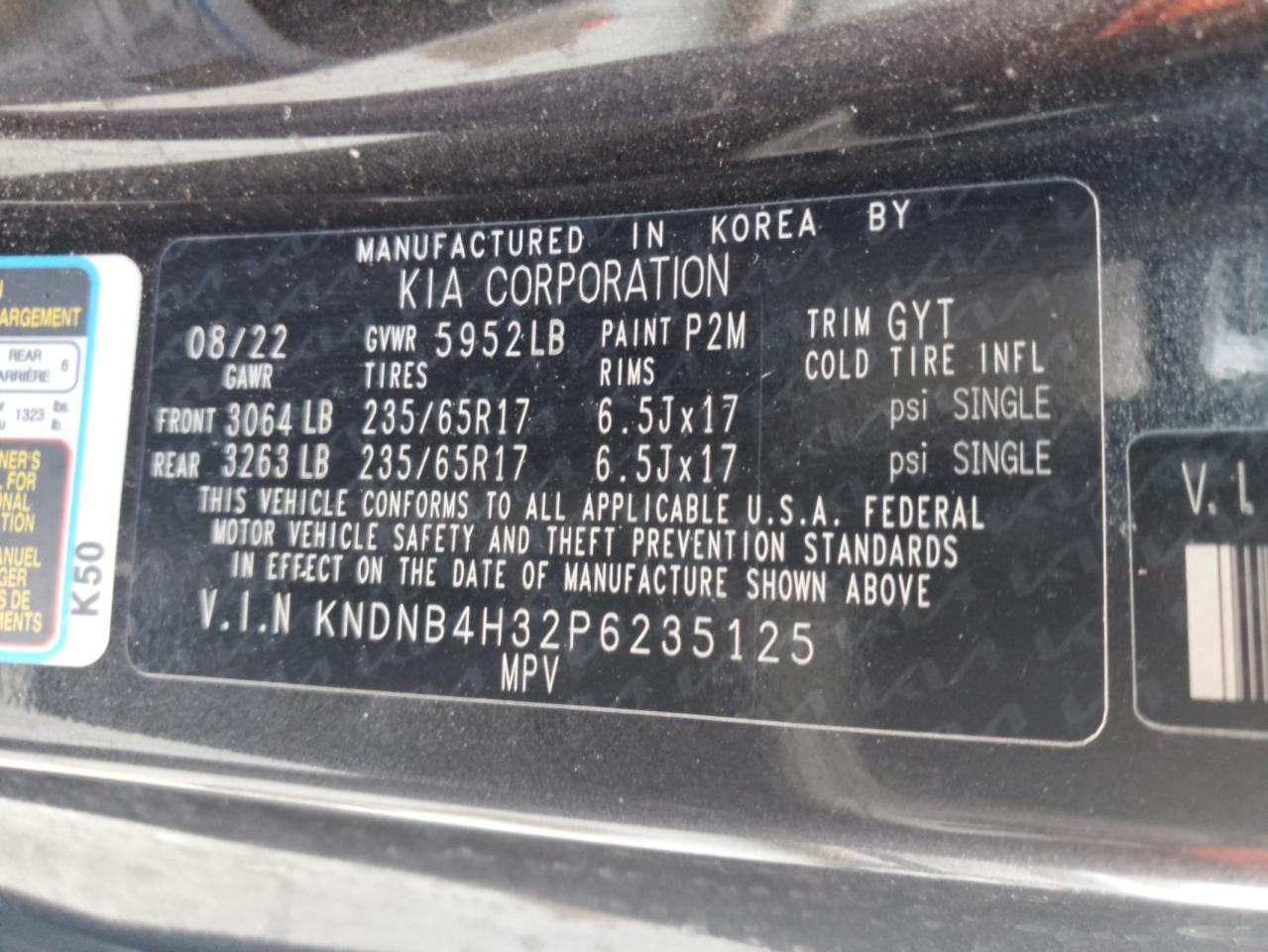 2023 Kia Carnival Lx VIN: KNDNB4H32P6235125 Lot: 63029685