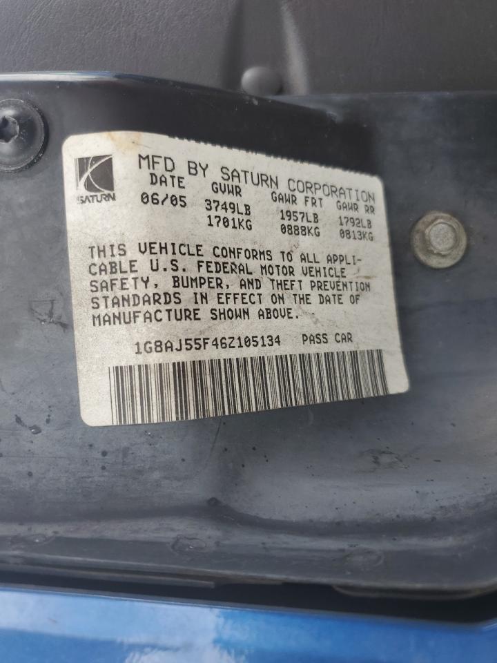 2006 Saturn Ion Level 2 VIN: 1G8AJ55F46Z105134 Lot: 63314225