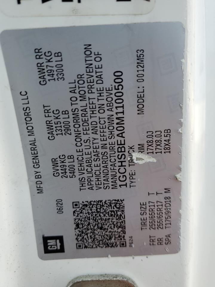 2021 Chevrolet Colorado VIN: 1GCHSBEA0M1100500 Lot: 67055955