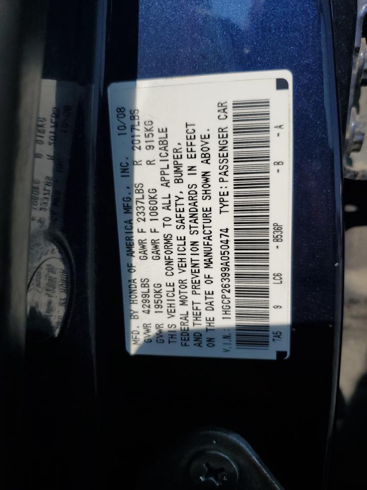 2009 Honda Accord Lx VIN: 1HGCP26399A050474 Lot: 64297235