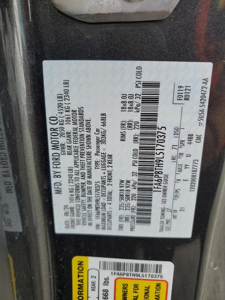 2020 Ford Mustang VIN: 1FA6P8TH9L5170375 Lot: 64576005