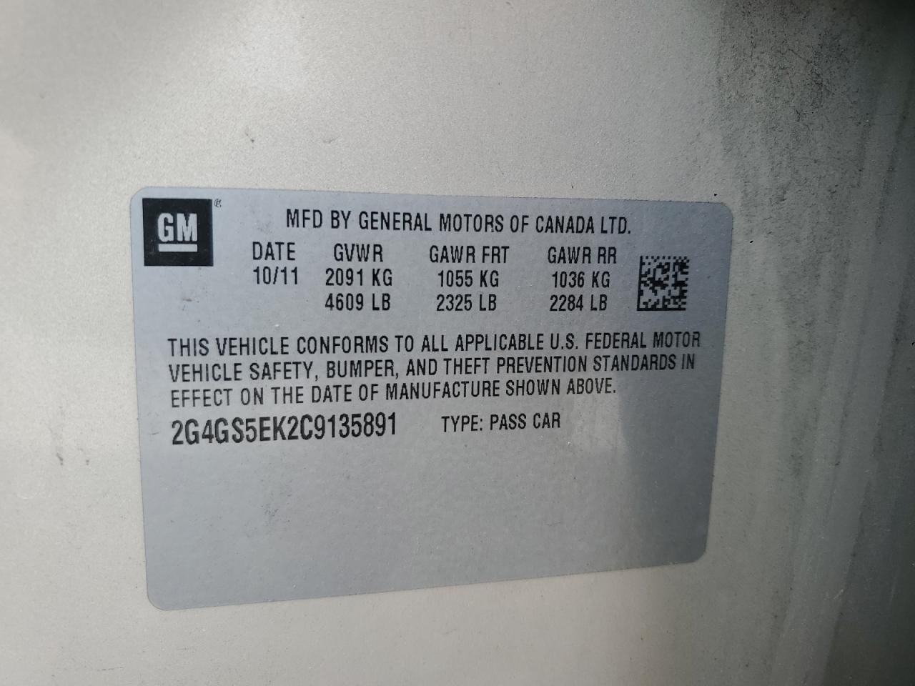2012 Buick Regal Premium VIN: 2G4GS5EK2C9135891 Lot: 64608185