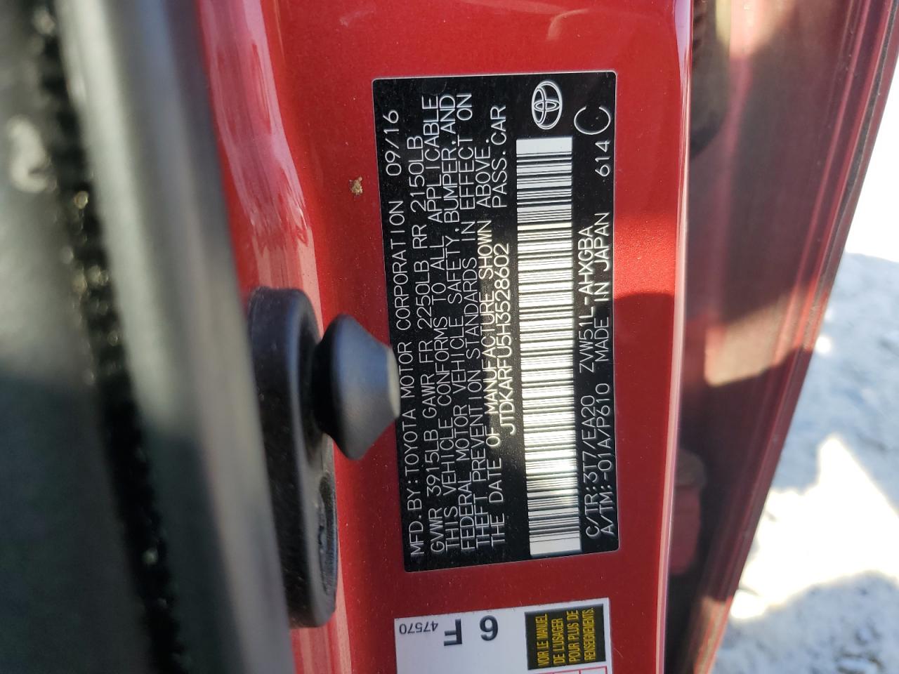 2017 Toyota Prius VIN: JTDKARFU5H3528602 Lot: 63787195