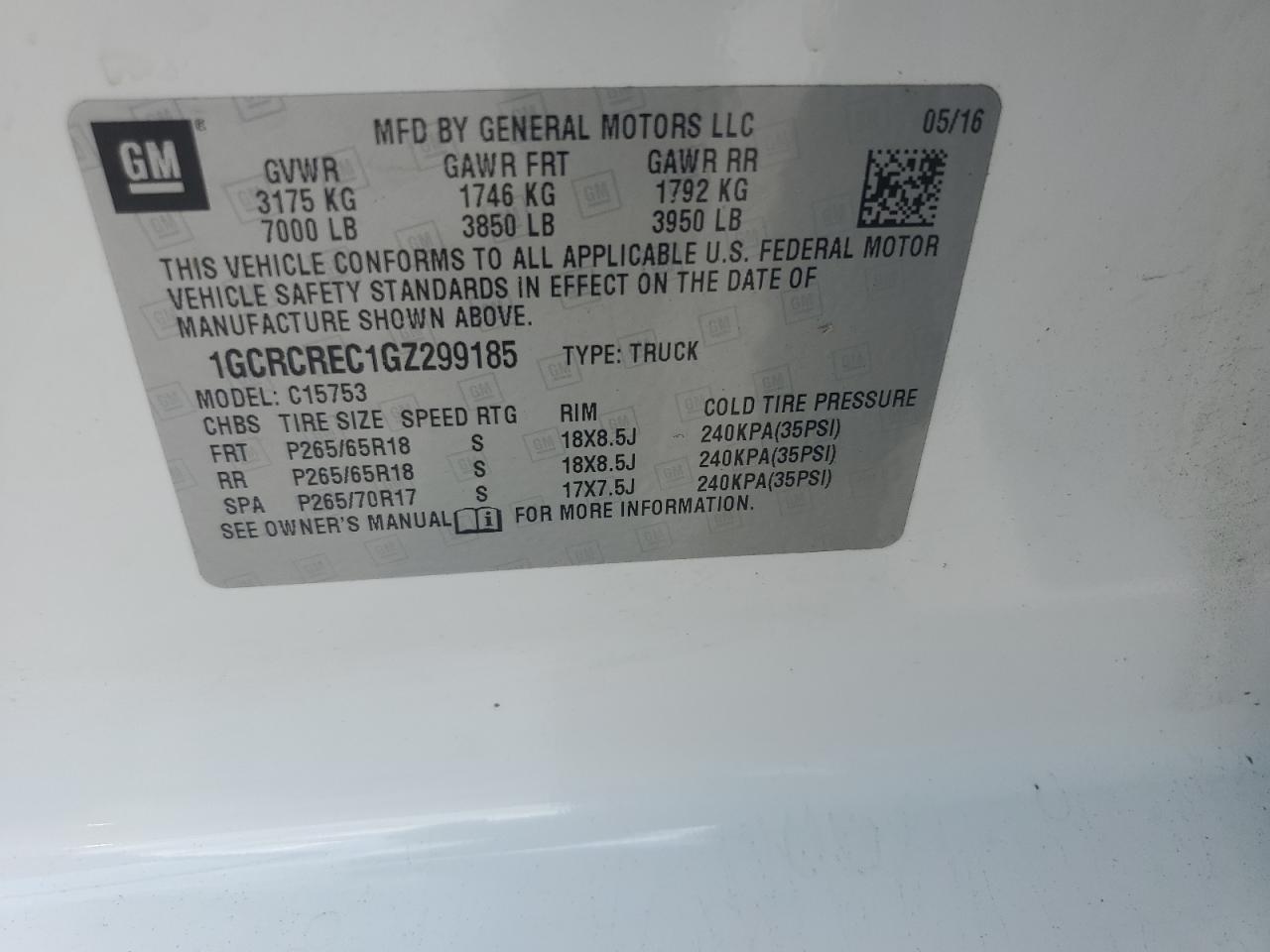 2016 Chevrolet Silverado C1500 Lt VIN: 1GCRCREC1GZ299185 Lot: 65466785