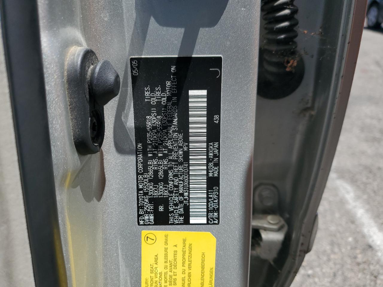 2006 Lexus Rx 400 VIN: JTJHW31UX60010741 Lot: 67412825