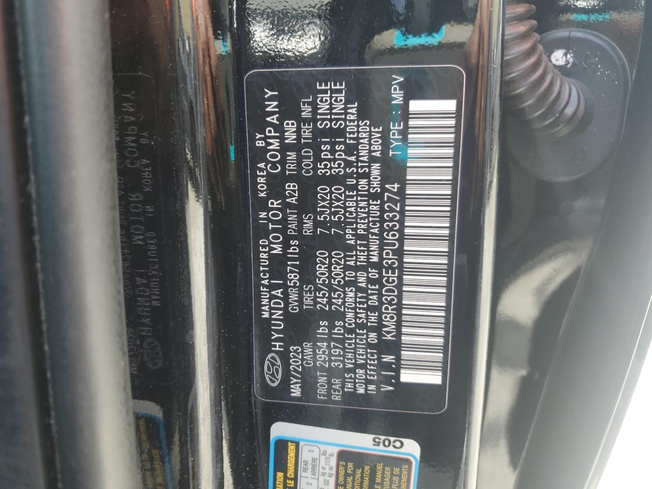 2023 Hyundai Palisade Xrt VIN: KM8R3DGE3PU633274 Lot: 65350025