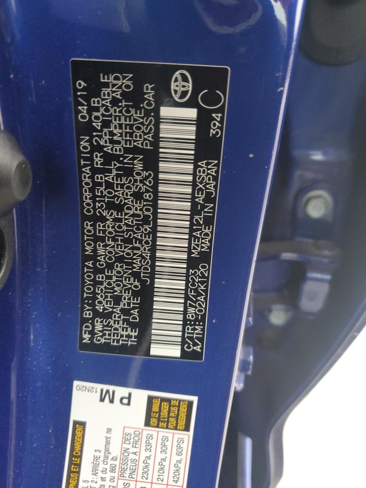 JTDS4RCE9LJ018763 TOYOTA COROLLA 2020