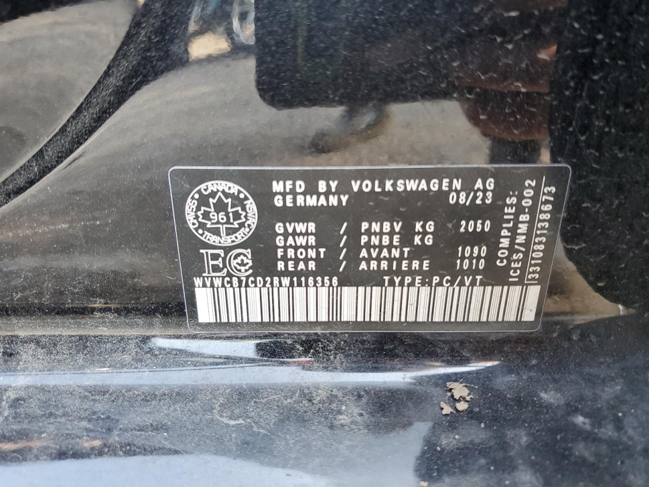 2024 Volkswagen Golf R VIN: WVWCB7CD2RW116356 Lot: 64000545
