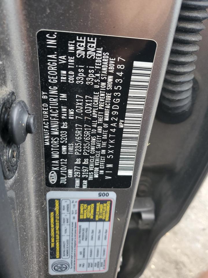 2013 Kia Sorento Lx VIN: 5XYKT4A29DG353487 Lot: 63407585