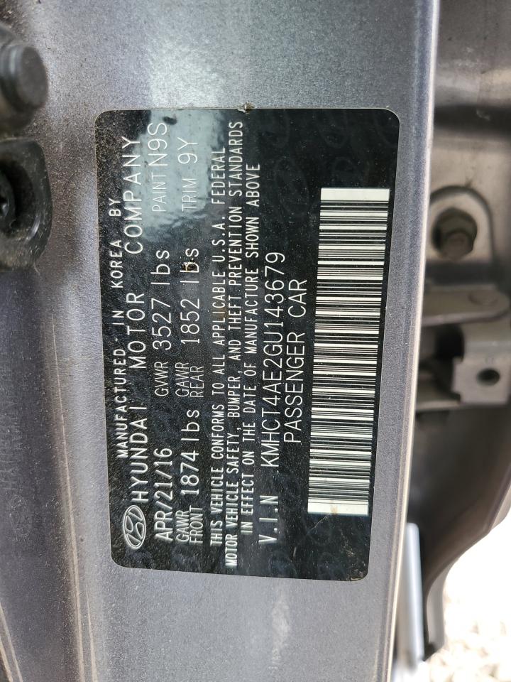2016 Hyundai Accent Se VIN: KMHCT4AE2GU143679 Lot: 64075055