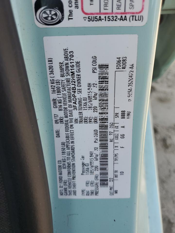 2017 Ford Fiesta Se VIN: 3FADP4BJ2HM161703 Lot: 63781535