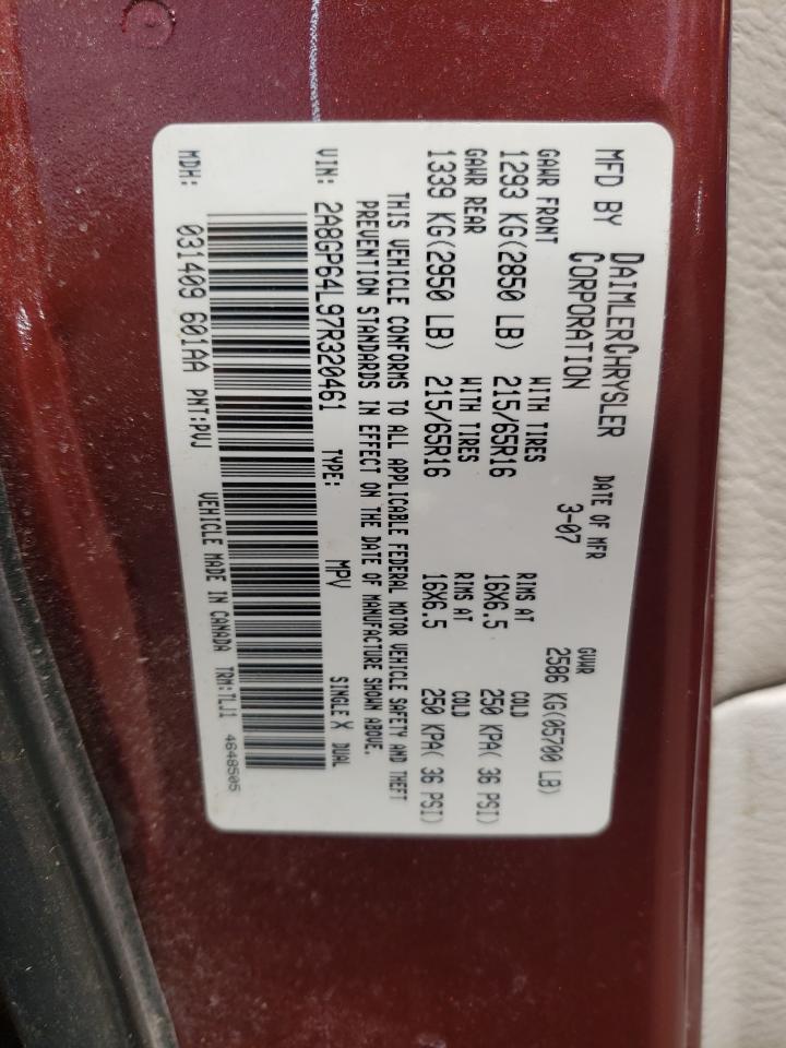 2007 Chrysler Town & Country Limited VIN: 2A8GP64L97R320461 Lot: 63929695