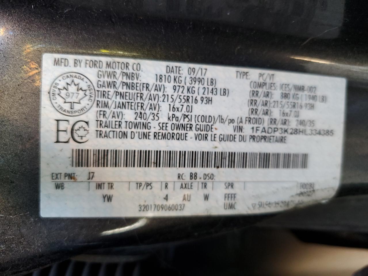 2017 Ford Focus Se VIN: 1FADP3K28HL334385 Lot: 61164545