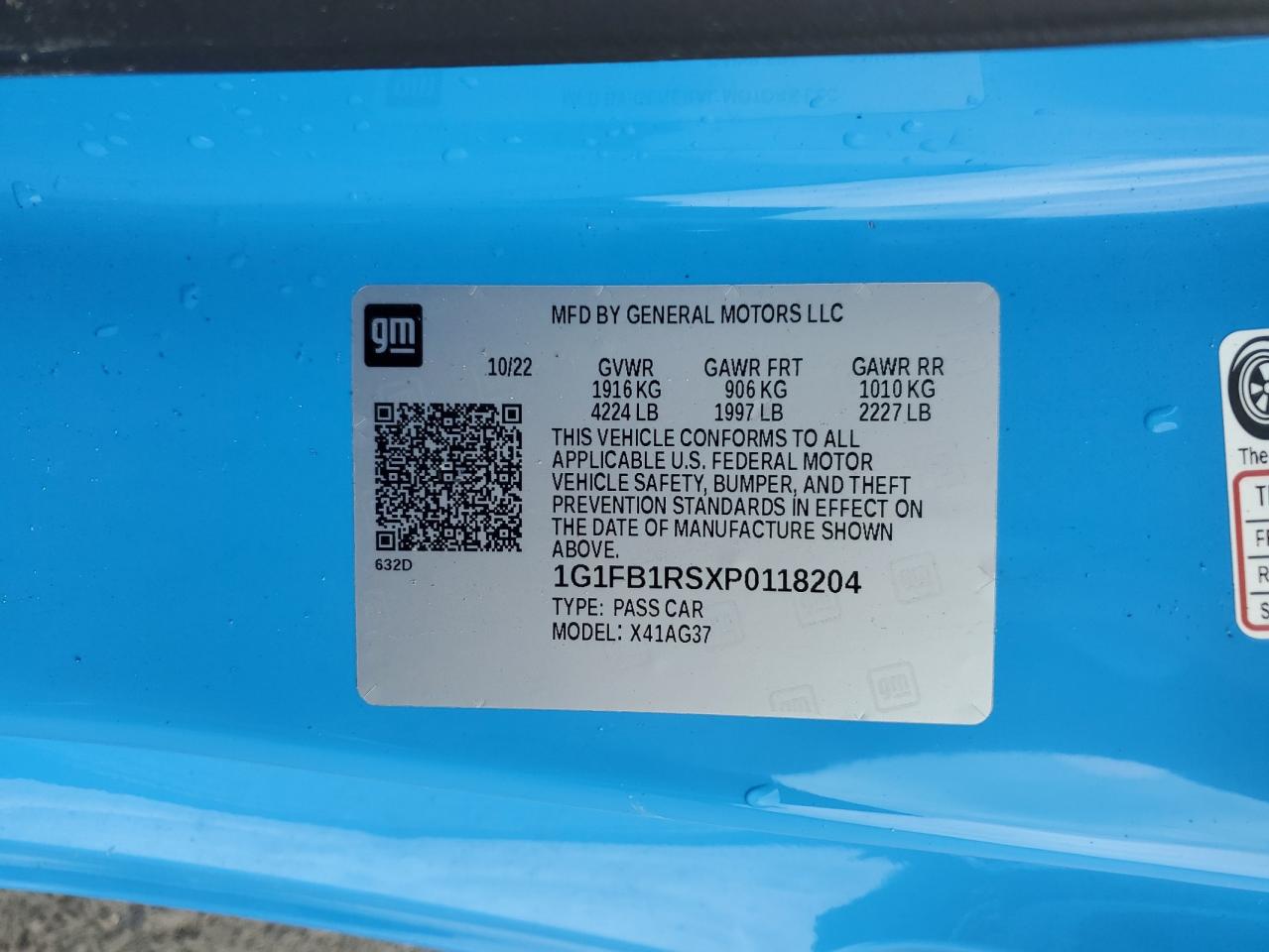 2023 Chevrolet Camaro Ls VIN: 1G1FB1RSXP0118204 Lot: 63810975