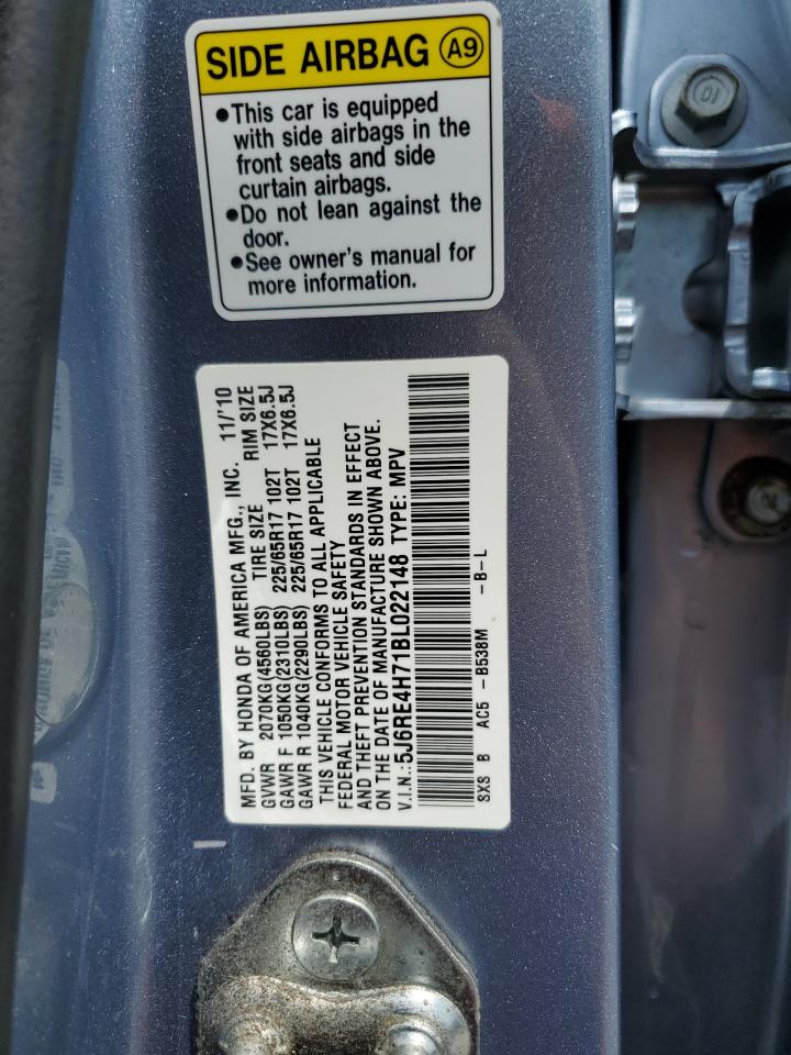 2011 Honda Cr-V Exl VIN: 5J6RE4H71BL022148 Lot: 64240465