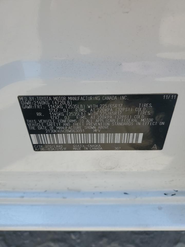 2011 Toyota Rav4 Limited VIN: 2T3DK4DV2BW063091 Lot: 64257835