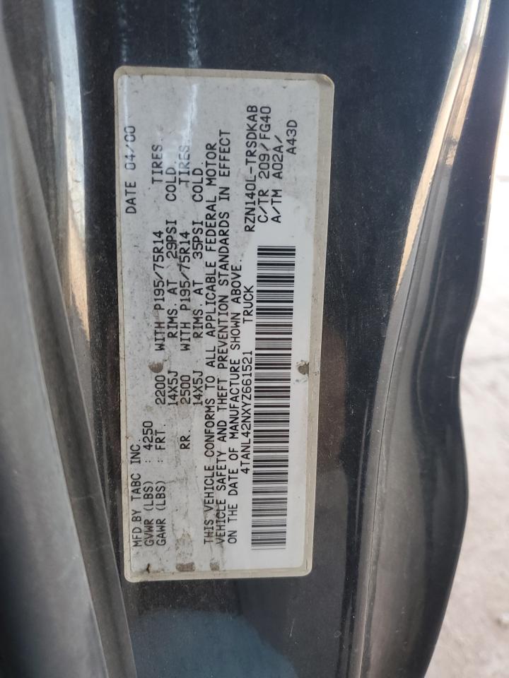 2000 Toyota Tacoma VIN: 4TANL42NXYZ661521 Lot: 65622045