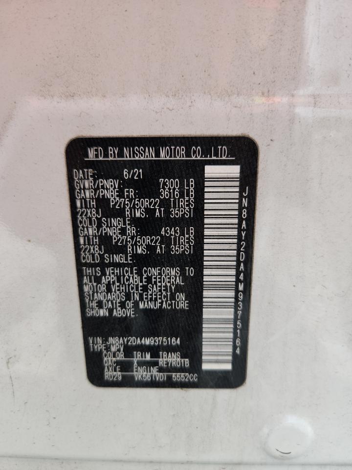 2021 Nissan Armada Platinum VIN: JN8AY2DA4M9375164 Lot: 63992025