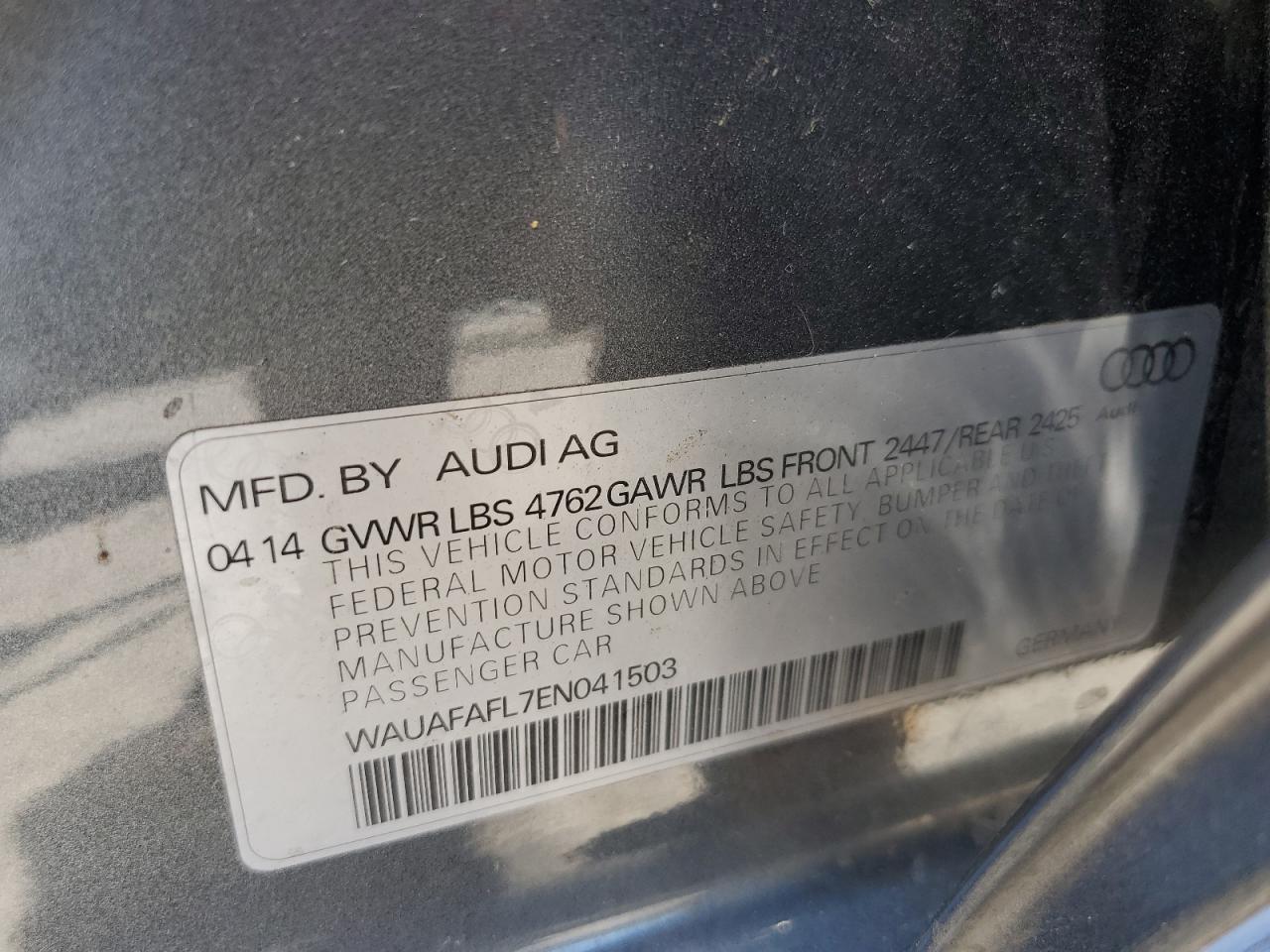 wauafafl7en041503 WAUAFAFL7EN041503 2014 Audi A4 Premium