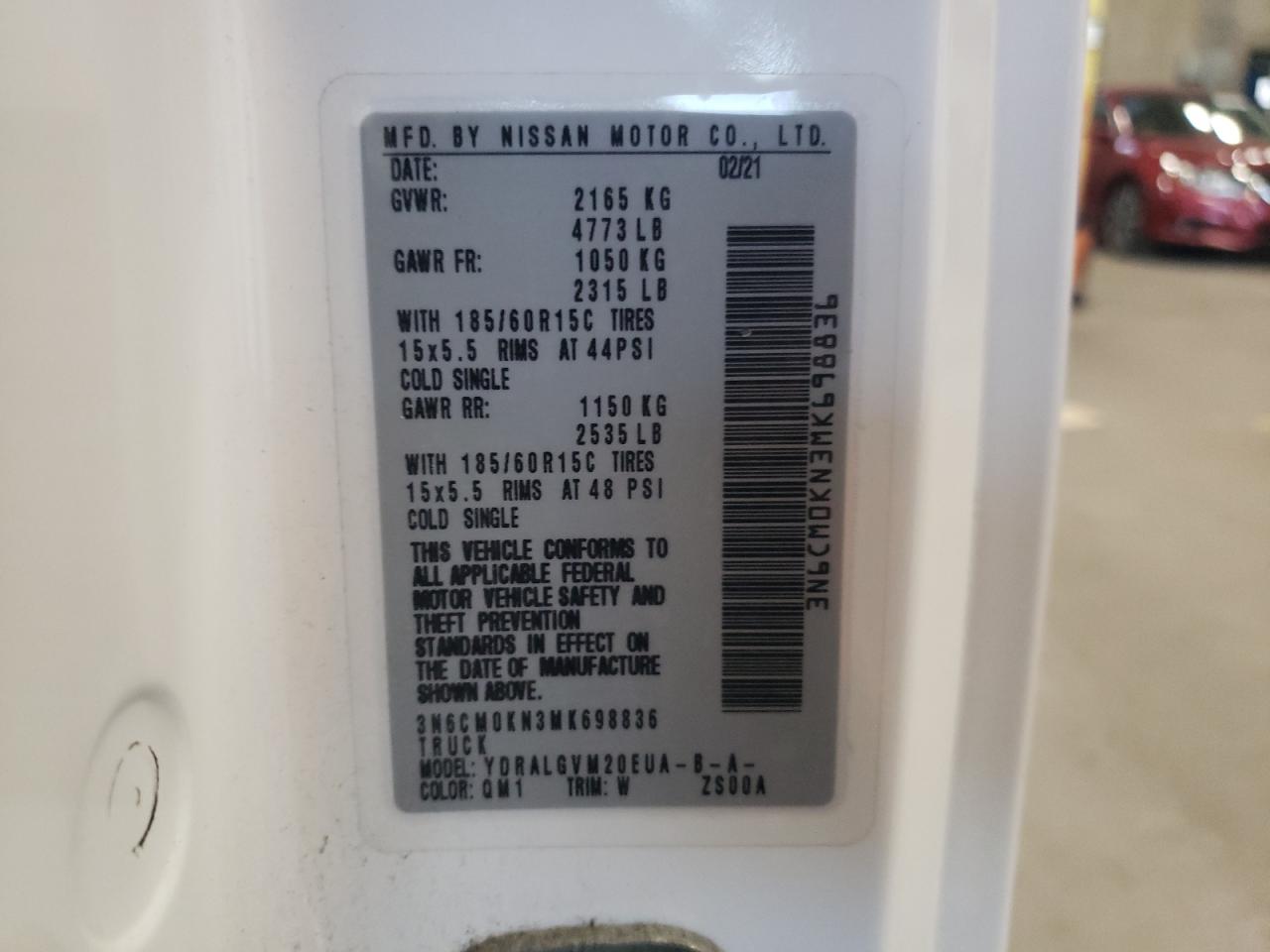 2021 Nissan Nv200 2.5S VIN: 3N6CM0KN3MK698836 Lot: 64681545