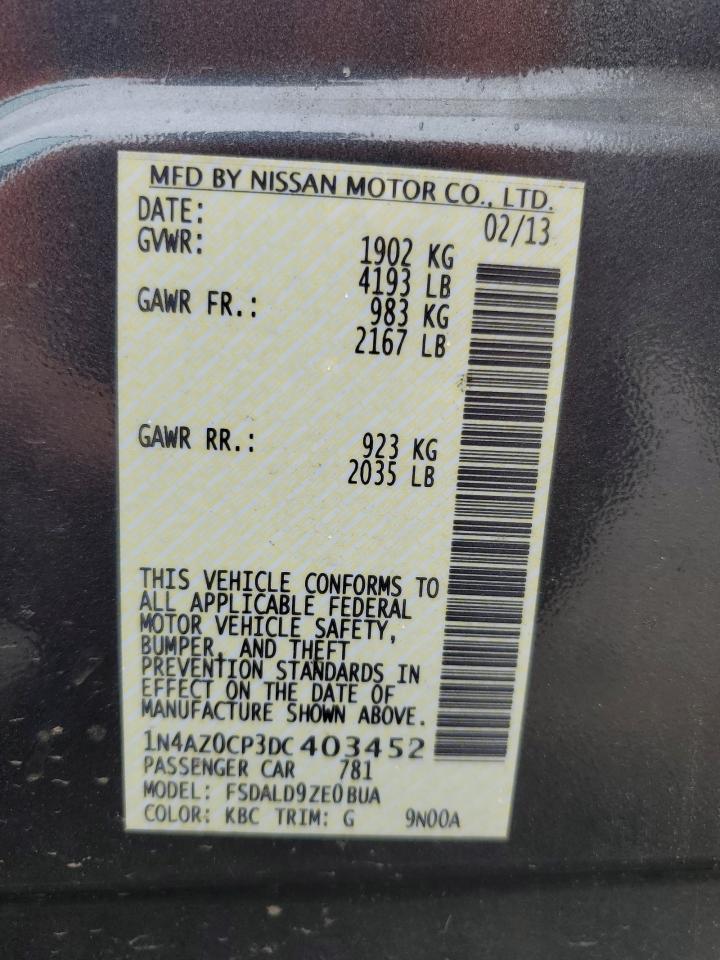 2013 Nissan Leaf S VIN: 1N4AZ0CP3DC403452 Lot: 63268815