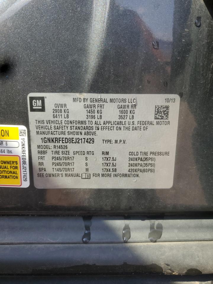 2014 Chevrolet Traverse Ls VIN: 1GNKRFED8EJ217429 Lot: 64263015