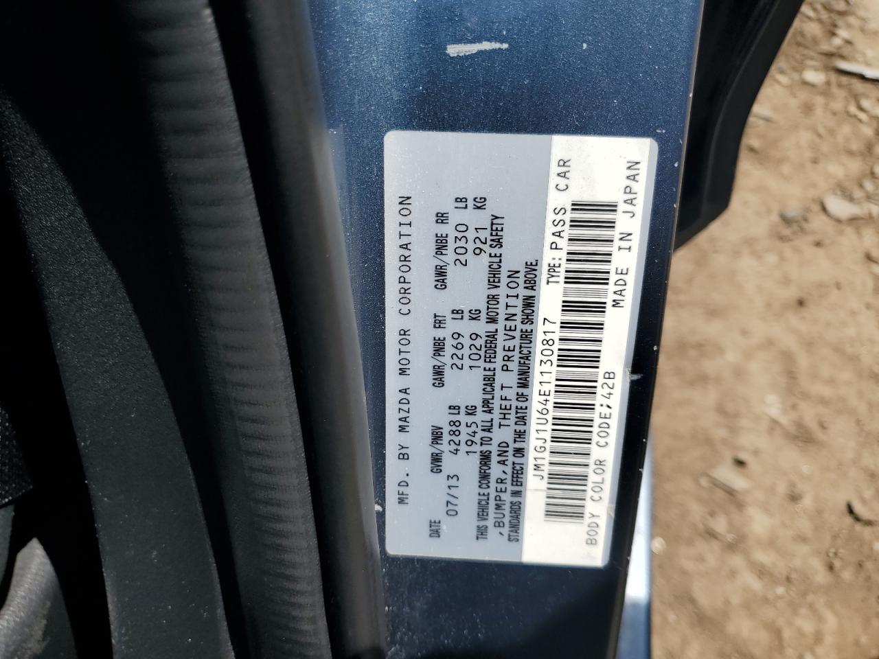 2014 Mazda 6 Sport VIN: JM1GJ1U64E1130817 Lot: 64425145