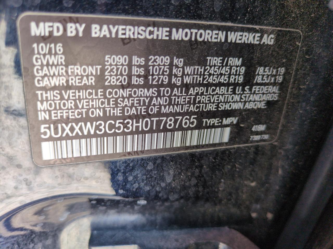2017 BMW X4 xDrive28I VIN: 5UXXW3C53H0T78765 Lot: 65188985