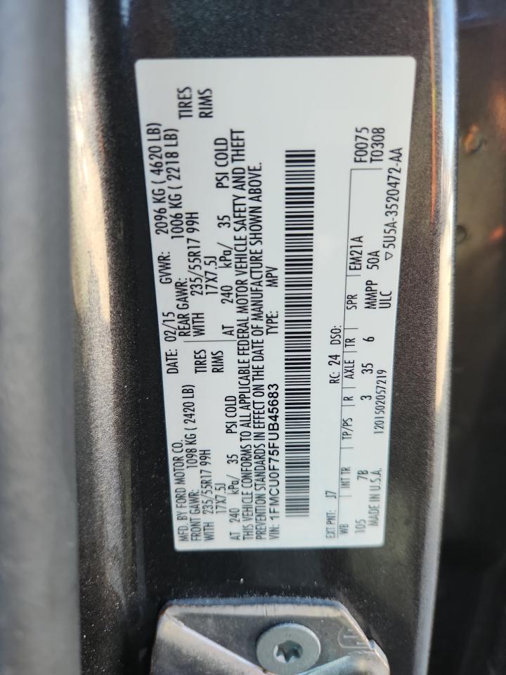 2015 Ford Escape S VIN: 1FMCU0F75FUB45683 Lot: 65456745