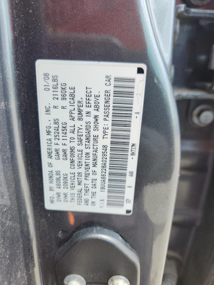 2008 Acura Tl VIN: 19UUA66228A029548 Lot: 65917675