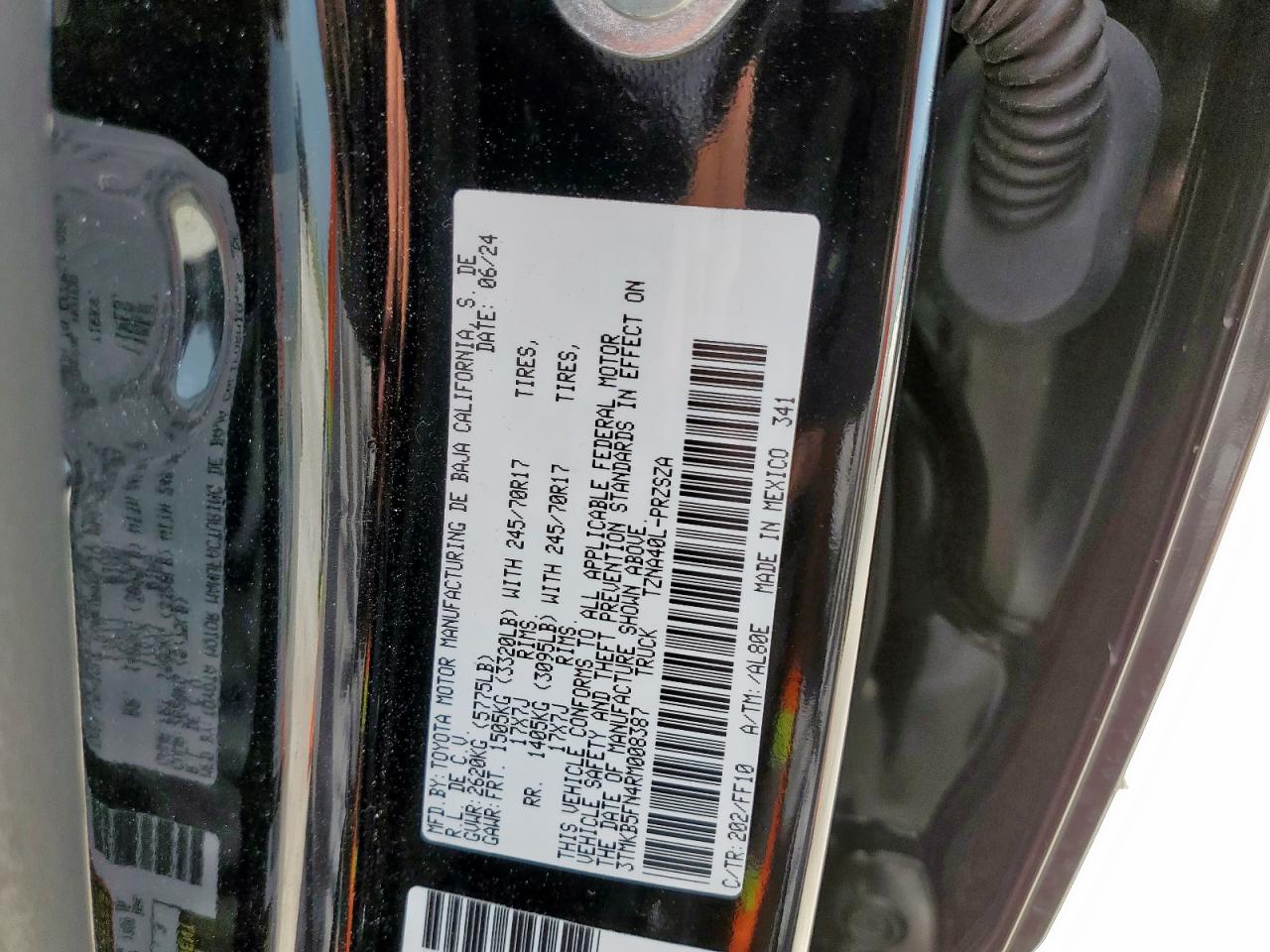 2024 Toyota Tacoma Double Cab VIN: 3TMKB5FN4RM008387 Lot: 65385785