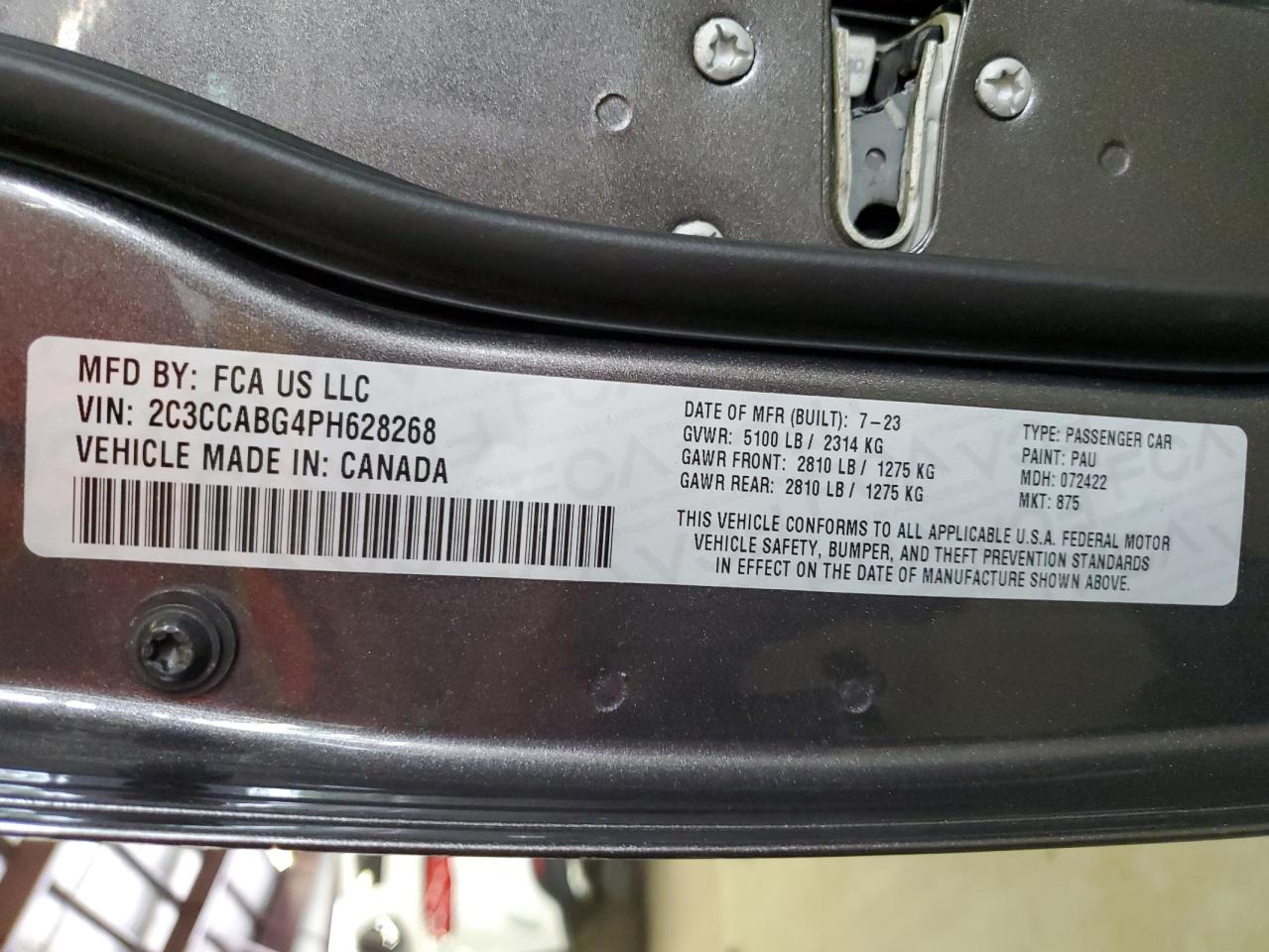 2023 Chrysler 300 S VIN: 2C3CCABG4PH628268 Lot: 64679455