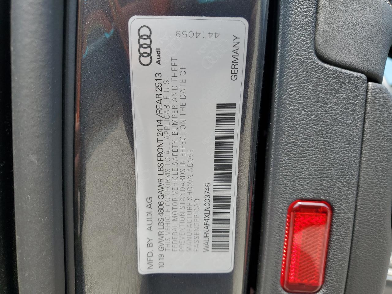 2020 Audi A4 Prestige VIN: WAUFNAF4XLN003746 Lot: 63808175