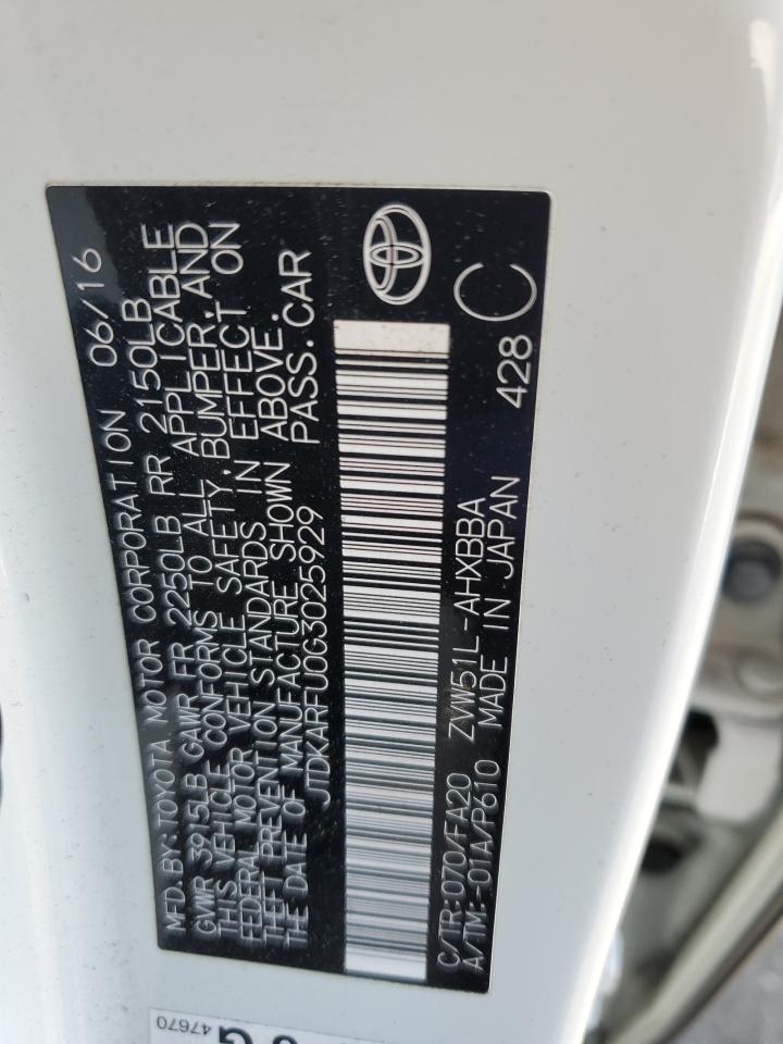 2016 Toyota Prius VIN: JTDKARFU0G3025929 Lot: 63549995