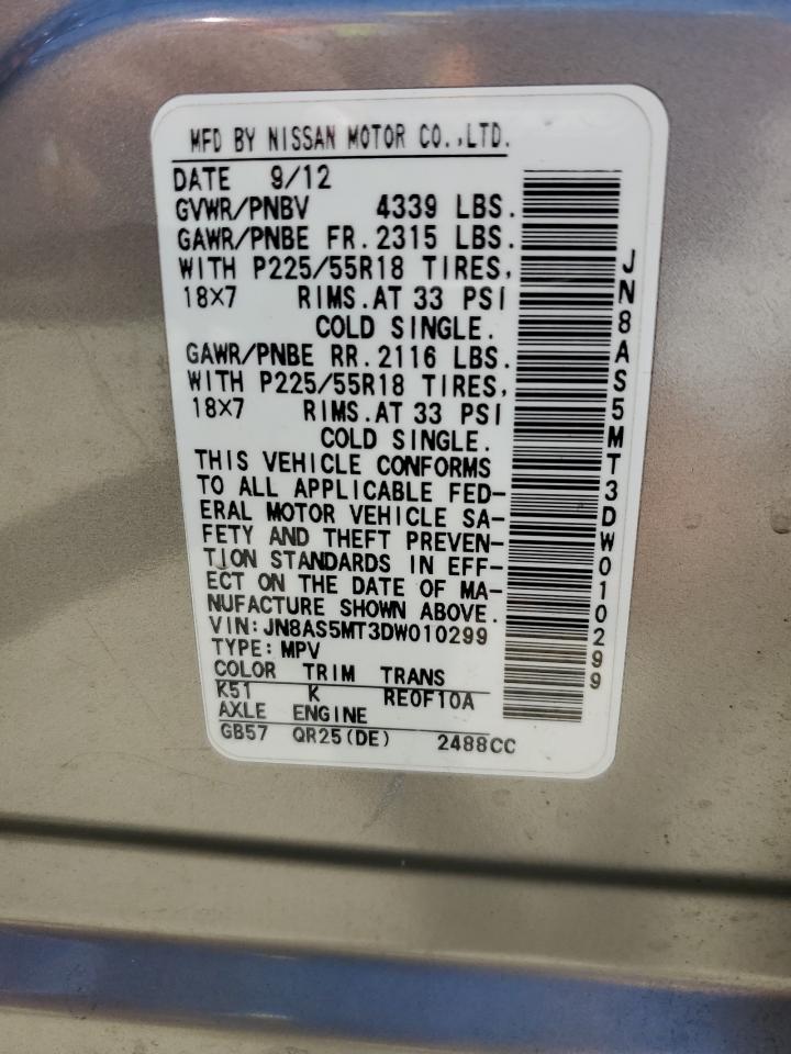 jn8as5mt3dw010299 JN8AS5MT3DW010299 2013 Nissan Rogue S