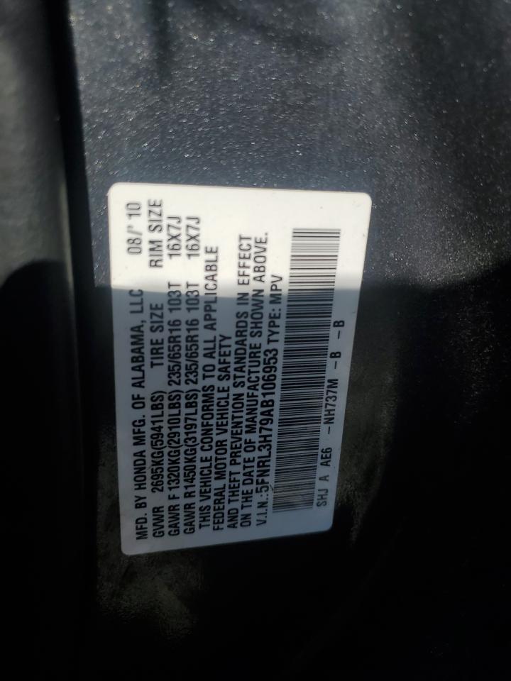 2010 Honda Odyssey Exl VIN: 5FNRL3H79AB106953 Lot: 62196755