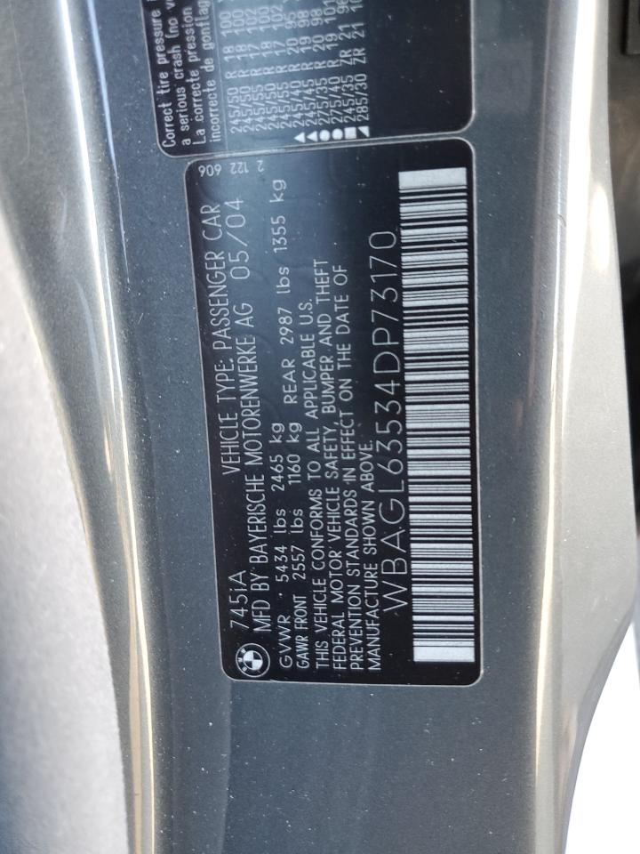 2004 BMW 745 I VIN: WBAGL63534DP73170 Lot: 64250965