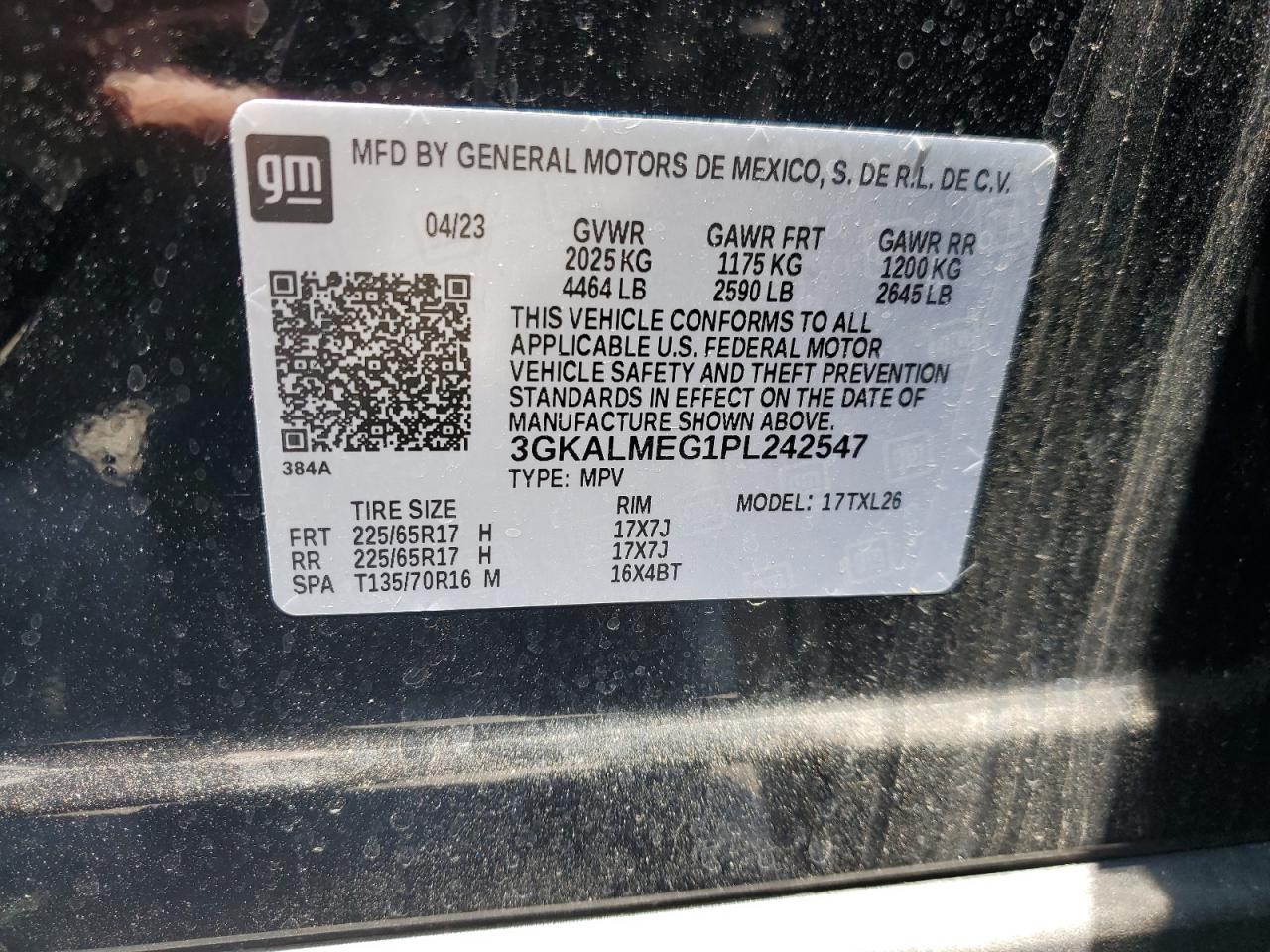 2023 GMC Terrain Sle VIN: 3GKALMEG1PL242547 Lot: 66722835