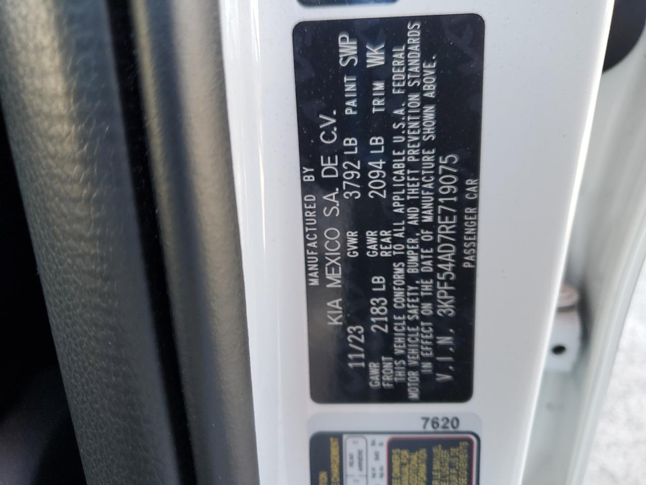 2024 Kia Forte Gt Line VIN: 3KPF54AD7RE719075 Lot: 66235585
