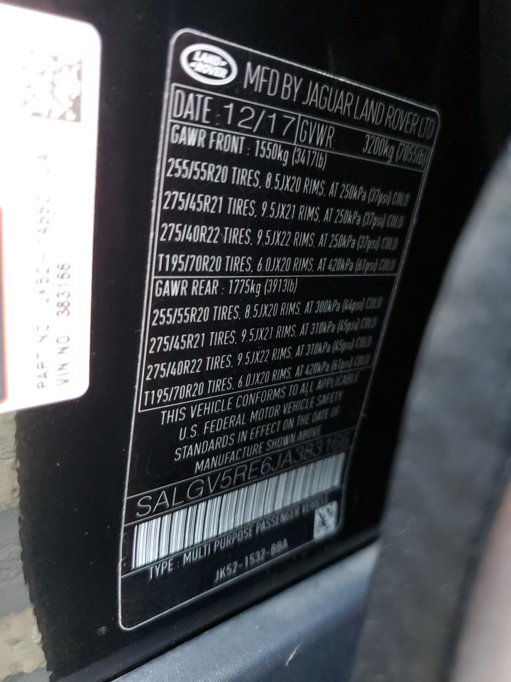 SALGV5RE6JA383166 2018 Land Rover Range Rover Autobiography