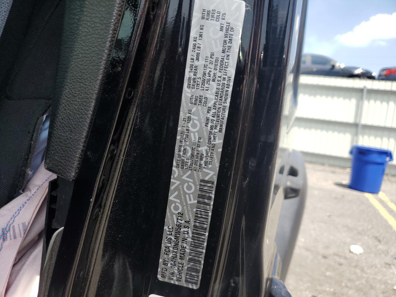 2021 Jeep Wrangler Unlimited Sport VIN: 1C4HJXDN5MW567712 Lot: 64447265