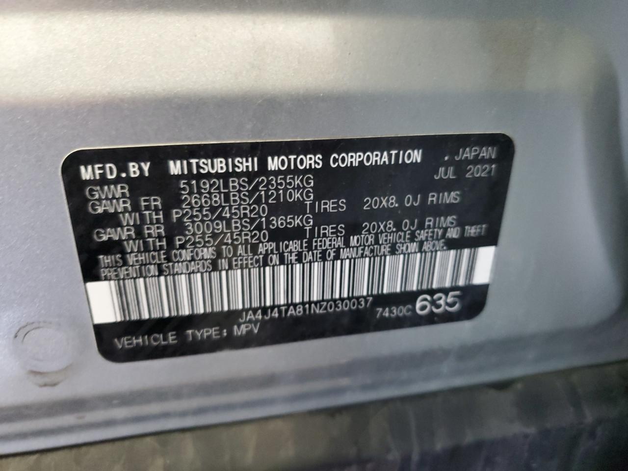 2022 Mitsubishi Outlander Es VIN: JA4J4TA81NZ030037 Lot: 64492755