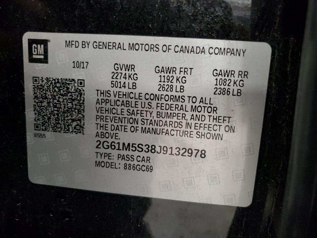 2018 Cadillac Xts Luxury VIN: 2G61M5S38J9132978 Lot: 64000045