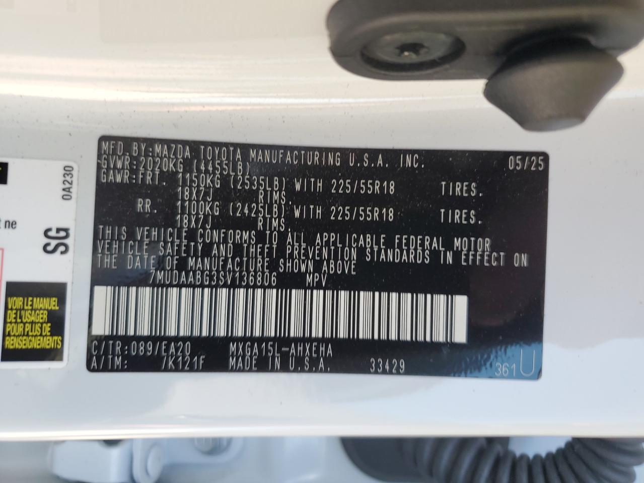 2025 Toyota Corolla Cross Xle VIN: 7MUDAABG3SV136806 Lot: 66235215