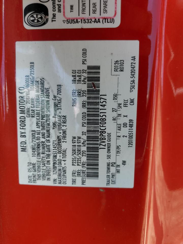 2011 Ford Mustang Gt VIN: 1ZVBP8CF0B5114571 Lot: 63740035