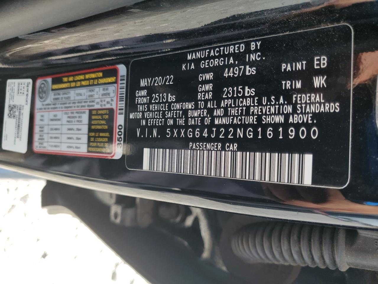 2022 Kia K5 Gt Line VIN: 5XXG64J22NG161900 Lot: 64927365