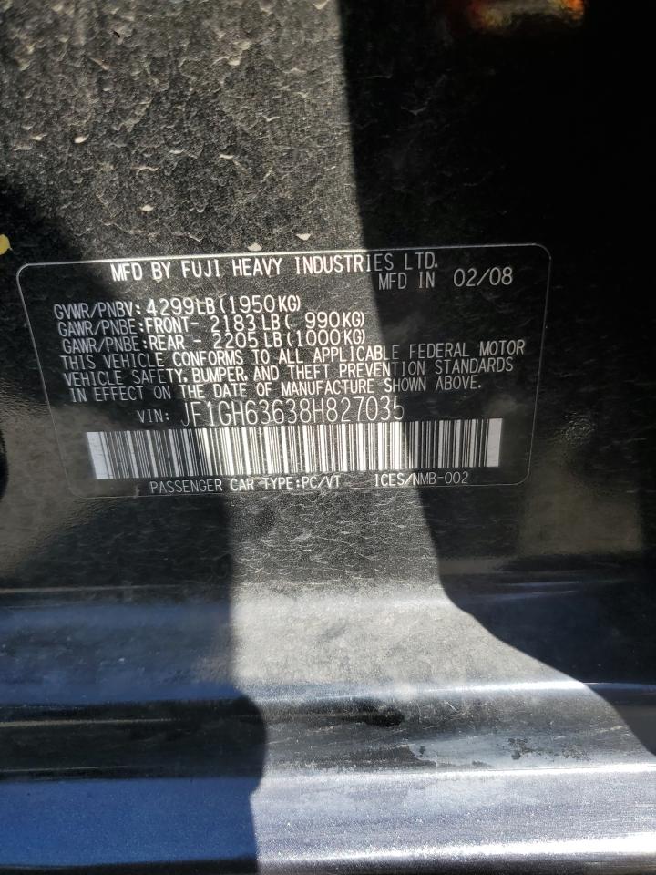 2008 Subaru Impreza Outback Sport VIN: JF1GH63638H827035 Lot: 64699875