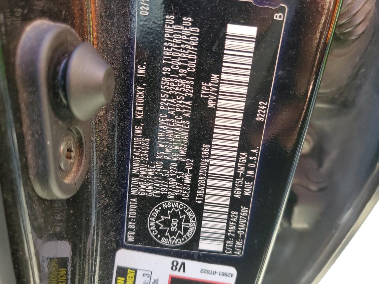 2013 Toyota Venza Le VIN: 4T3BA3BB2DU041866 Lot: 65476405