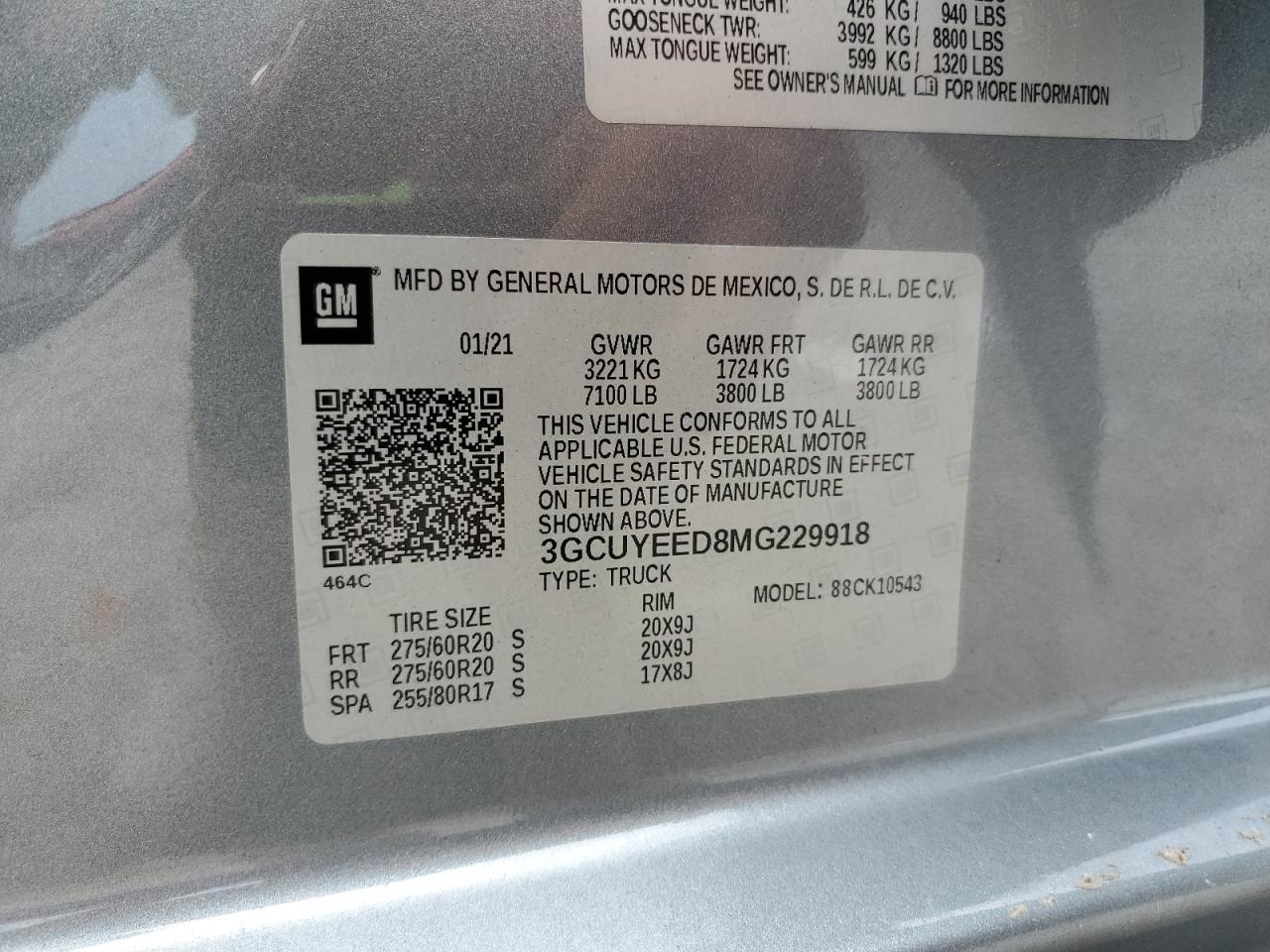 2021 Chevrolet Silverado K1500 Rst VIN: 3GCUYEED8MG229918 Lot: 64007645